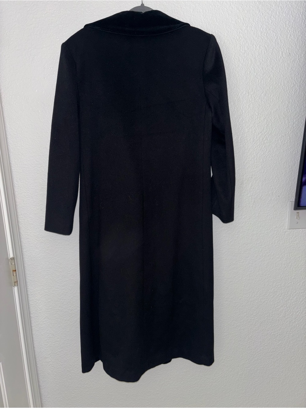 Vintage Cathy-Jo Black Wool Maxi Coat Velvet Collar Made in USA M/L - Picture 8 of 8